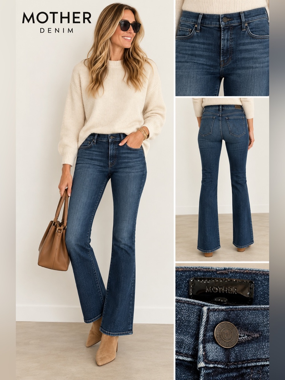 MOTHER The Insider Crop Twilight Magic Dark Wash Flare Jeans Size 29